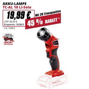 Hochwertige LED
• Schwenkbaren Kopf
• Praktischer Metallhaken
• Ergonomischer Griff mit Softgrip