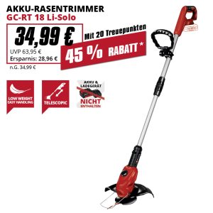 • Umdrehungen Messer: 8600 rpm
• Schnittbreite Messer: 26 cm
• Motorkopf +/- 90° verstellbar
• Führungsholm stufenlos teleskopierbar
• Gewicht: 3,3 kg